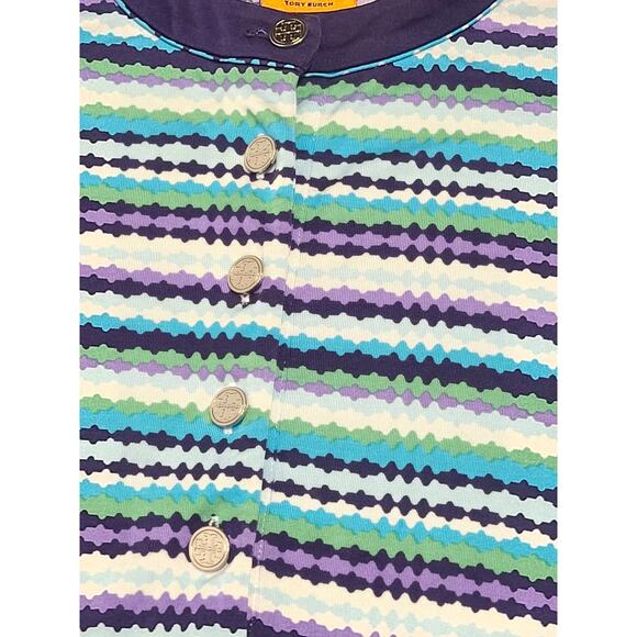 TORY BURCH 100% silk striped casual dress women's small - Picture 6 of 9